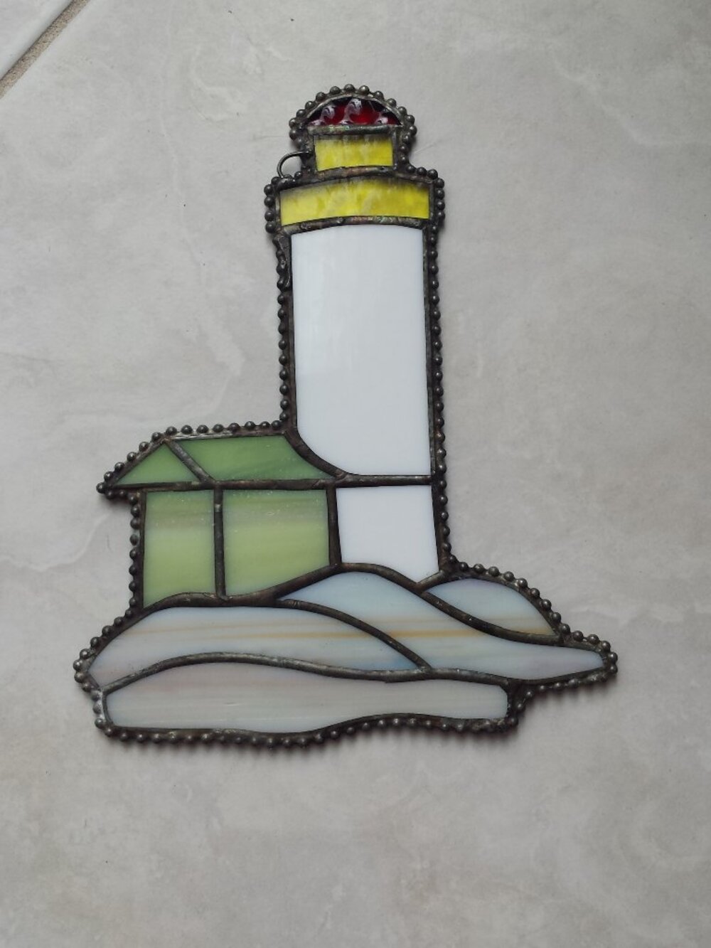 NWOT Stained Glass Lighthouse Window Decoration